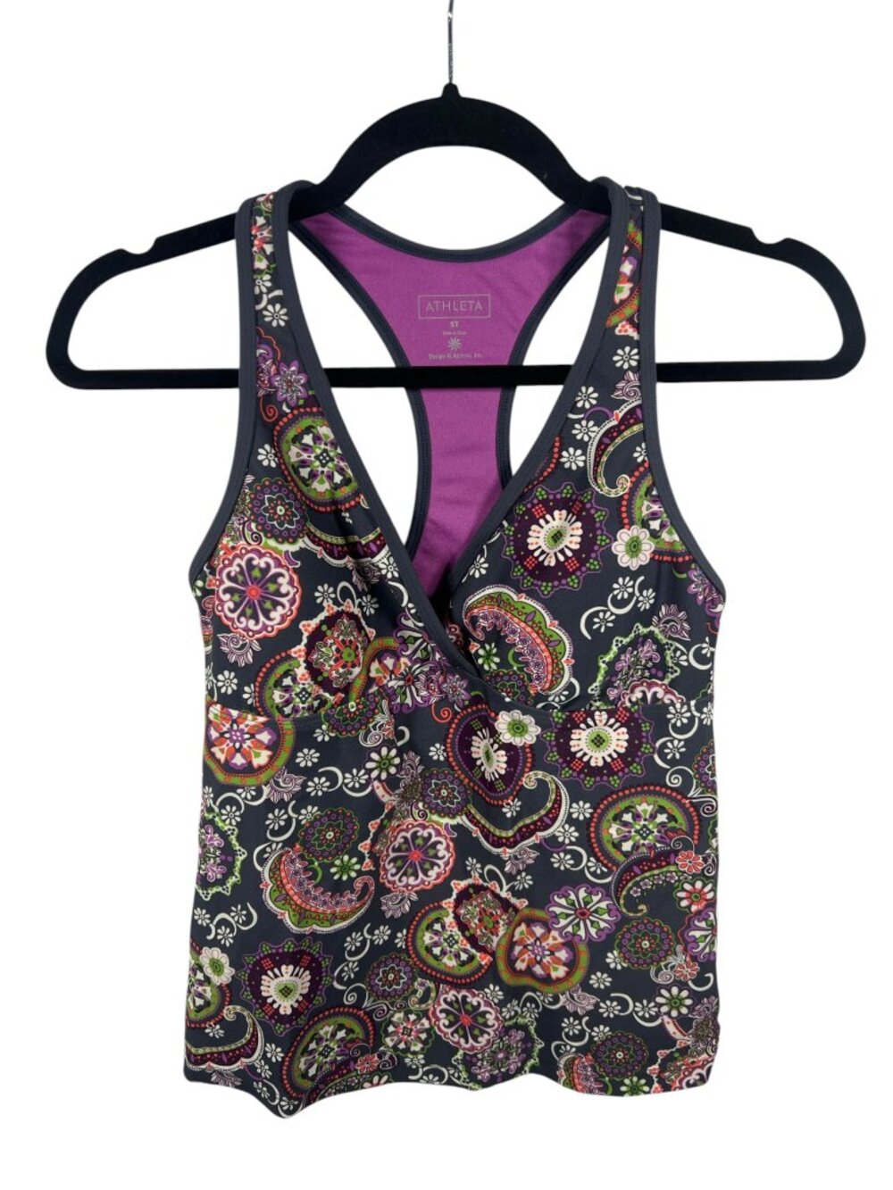 Athleta Top Womens Racerback Tank Swim Top Built In Bra Small Tall Beach